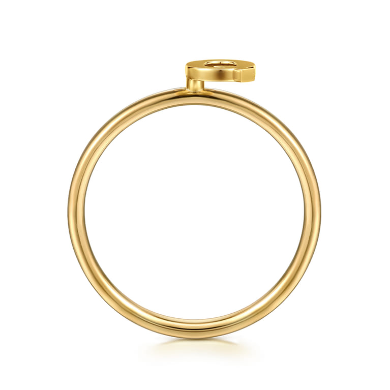 14K Yellow Gold Initial Q Stackable Ring - Shot 2