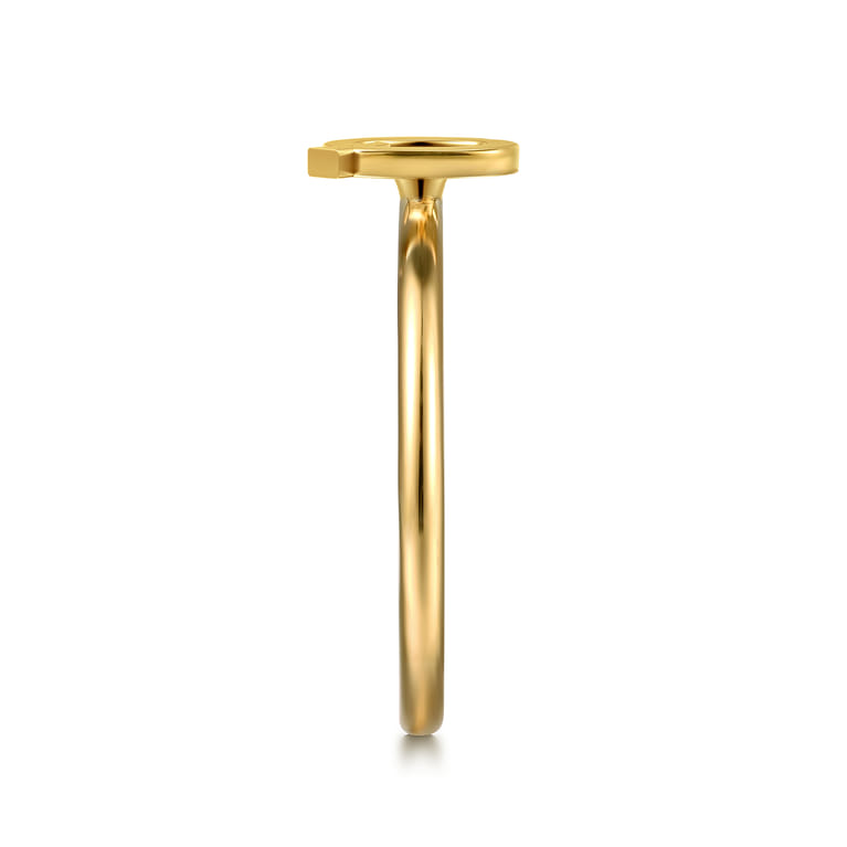 14K Yellow Gold Initial Q Stackable Ring - Shot 4