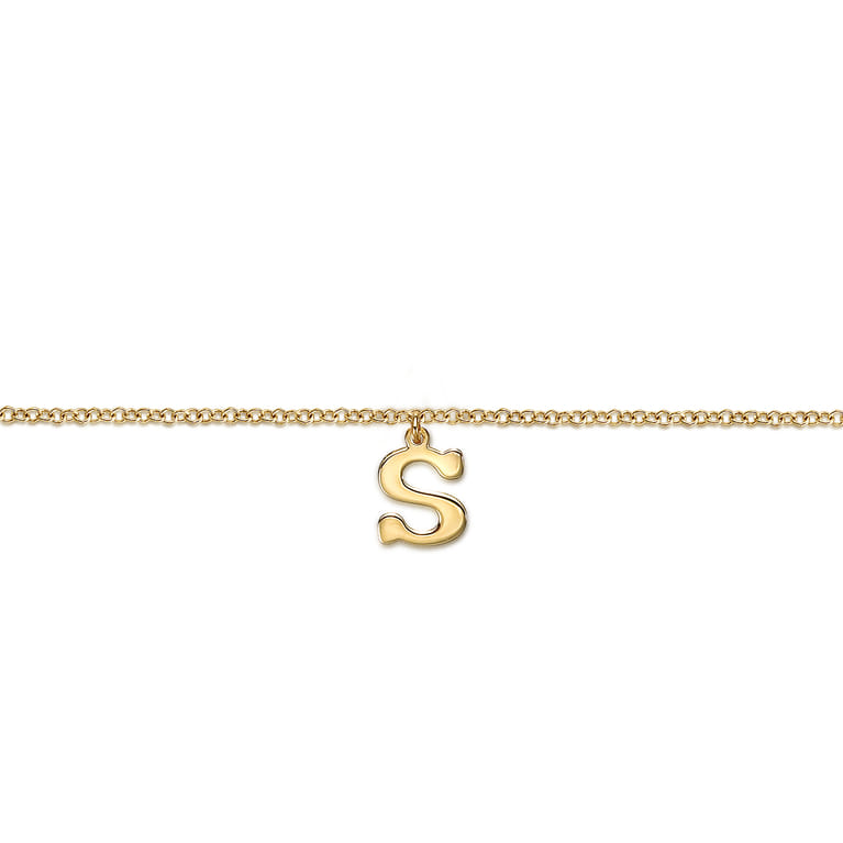 14K Yellow Gold Initial S Bracelet - Shot 2