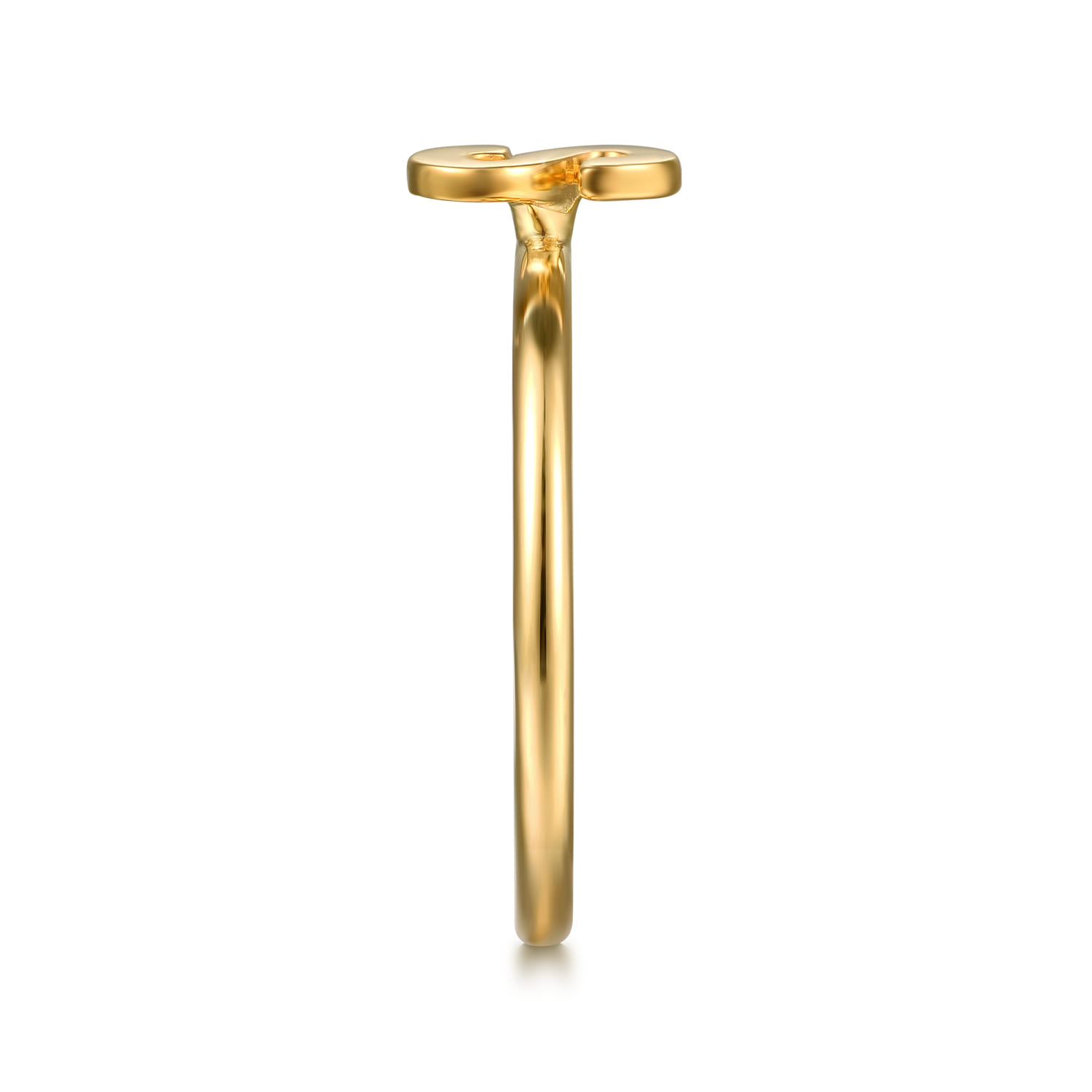 14K Yellow Gold Initial S Stackable Ring - Shot 4