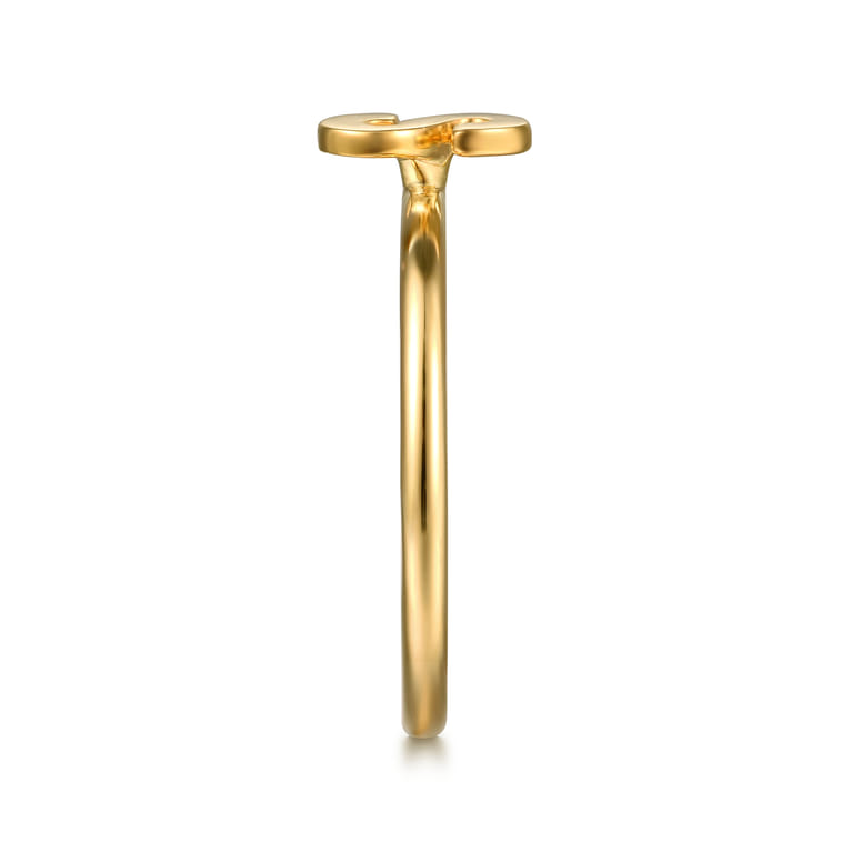 14K Yellow Gold Initial S Stackable Ring - Shot 4