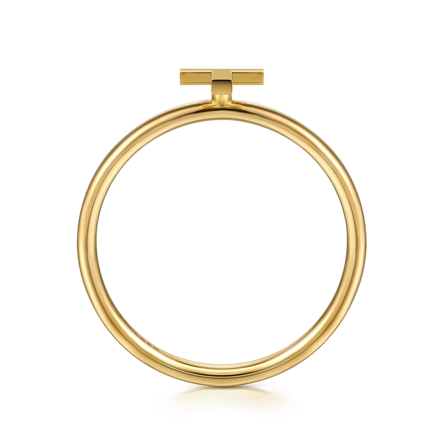 14K Yellow Gold Initial T Stackable Ring - Shot 2