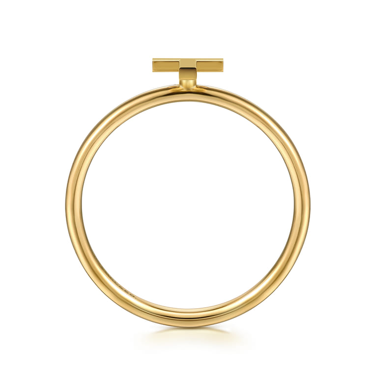 14K Yellow Gold Initial T Stackable Ring - Shot 2