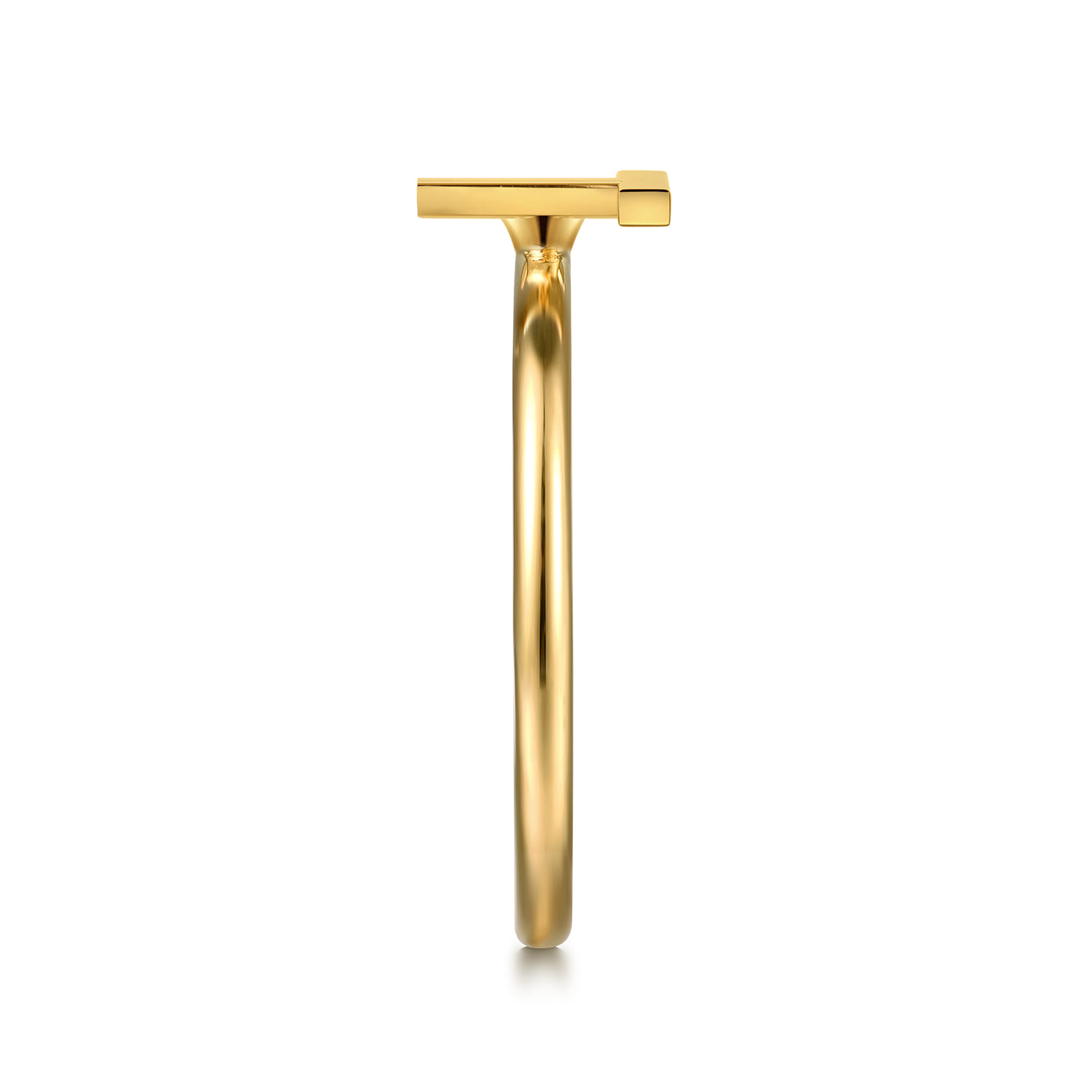 14K Yellow Gold Initial T Stackable Ring - Shot 4