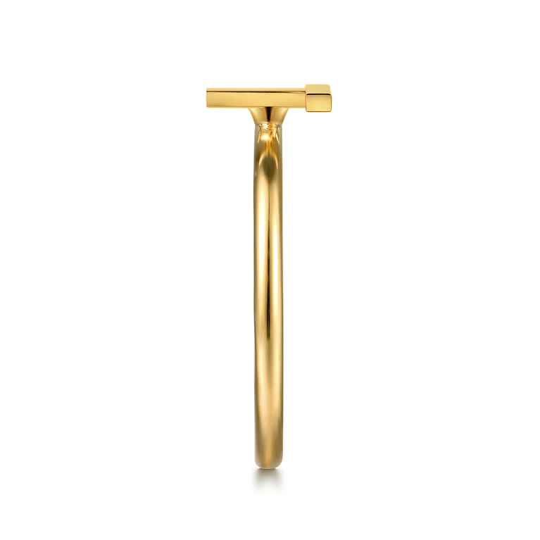 14K Yellow Gold Initial T Stackable Ring - Shot 4