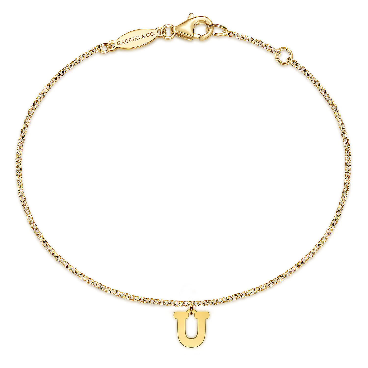 14K Yellow Gold Initial U Bracelet - Shot 1