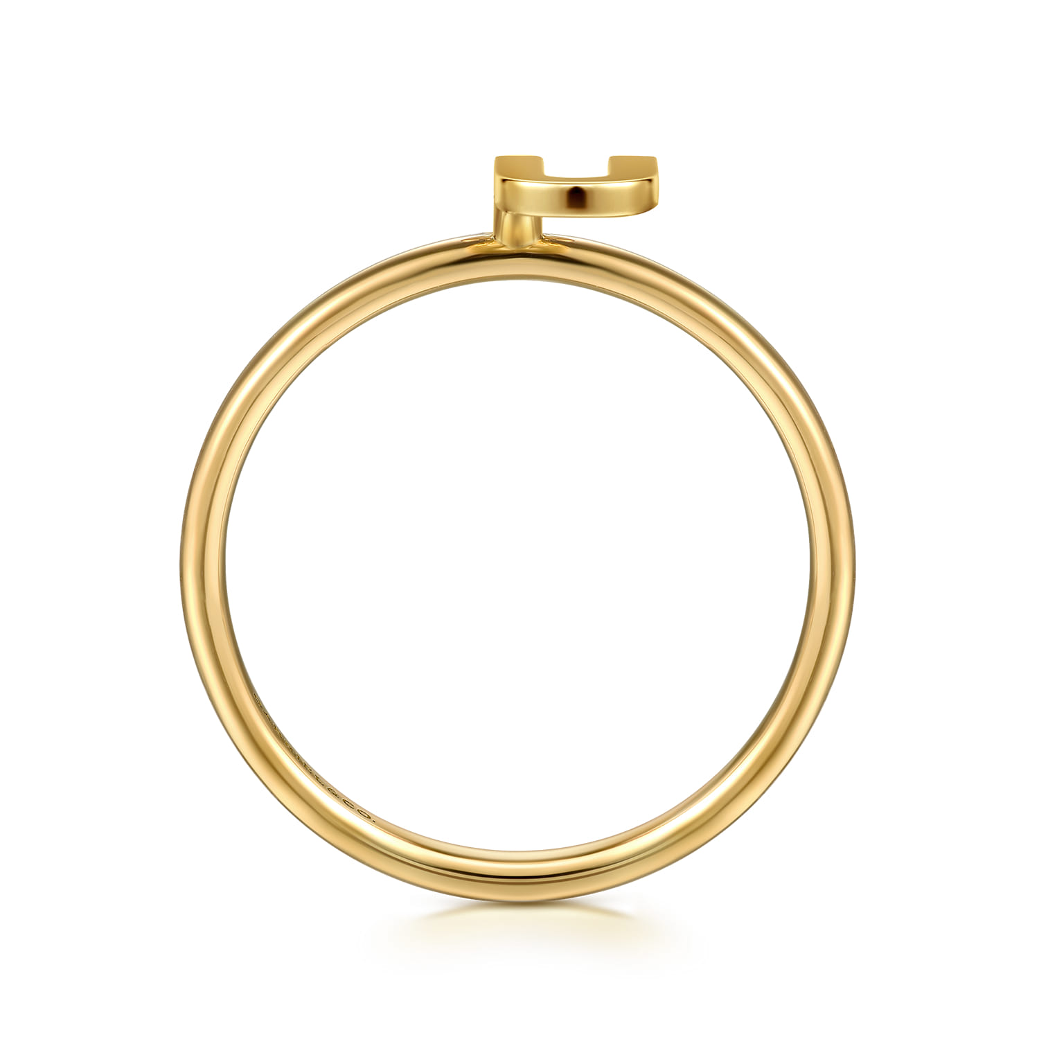 14K Yellow Gold Initial U Stackable Ring - Shot 2