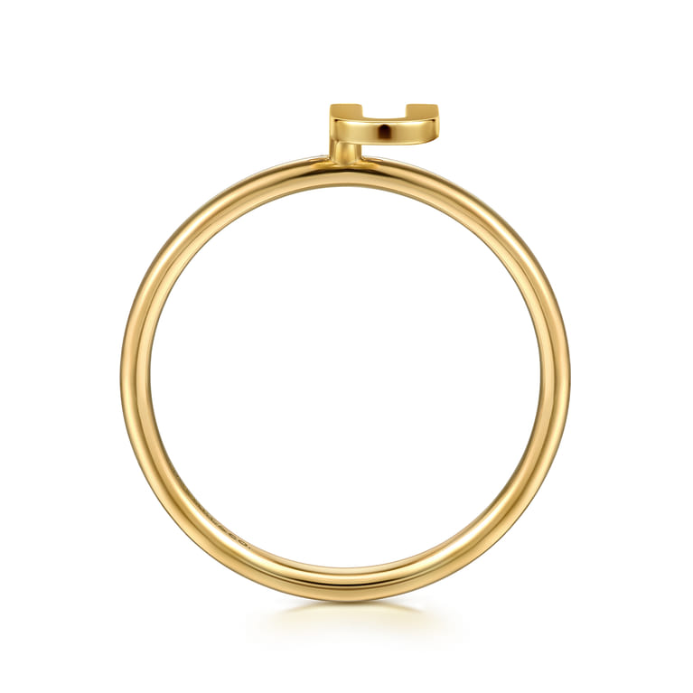 14K Yellow Gold Initial U Stackable Ring - Shot 2