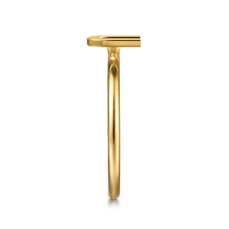 14K Yellow Gold Initial U Stackable Ring - Shot 4