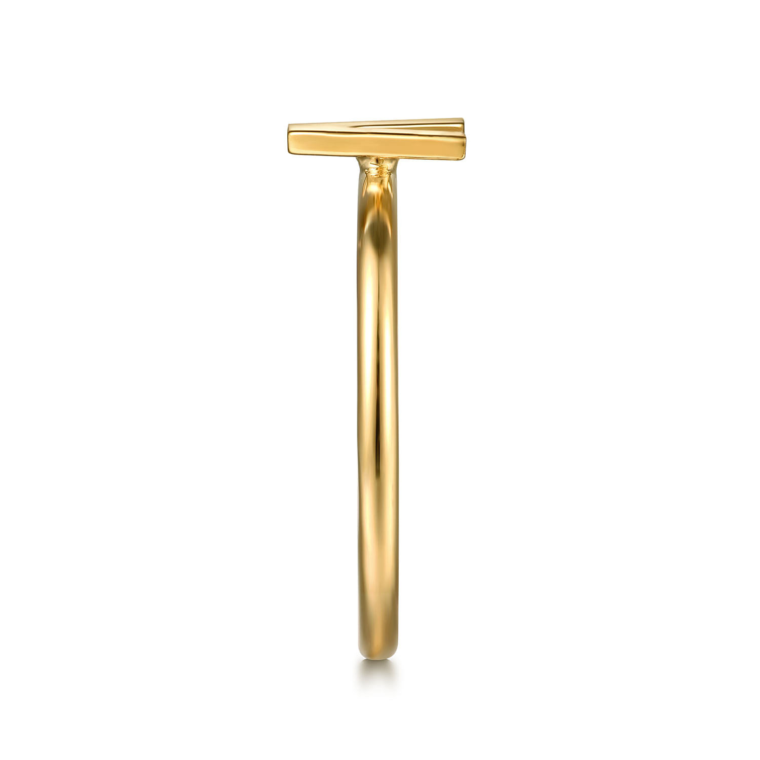 14K Yellow Gold Initial V Stackable Ring - Shot 4