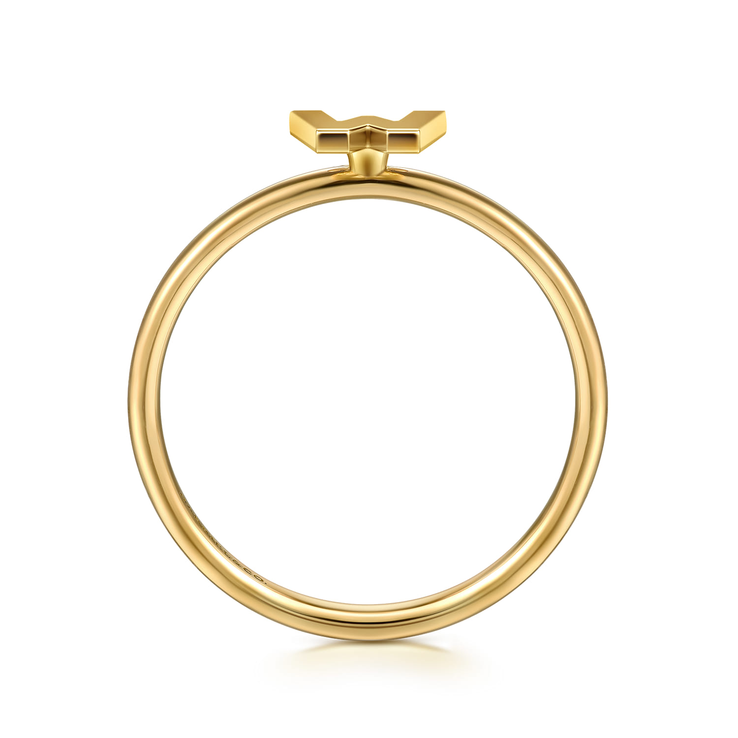 14K Yellow Gold Initial W Stackable Ring - Shot 2