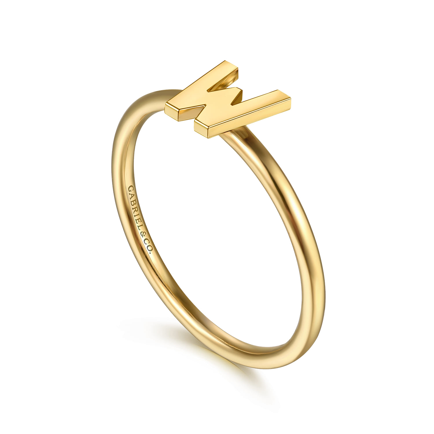 14K Yellow Gold Initial W Stackable Ring - Shot 3