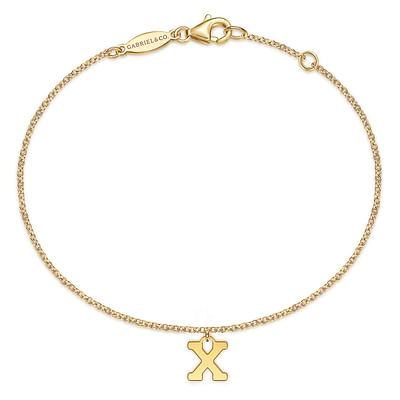 14K Yellow Gold Initial X Bracelet