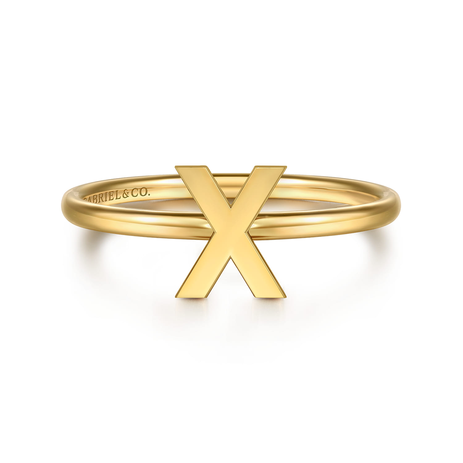 14K Yellow Gold Initial X Stackable Ring - Shot 1