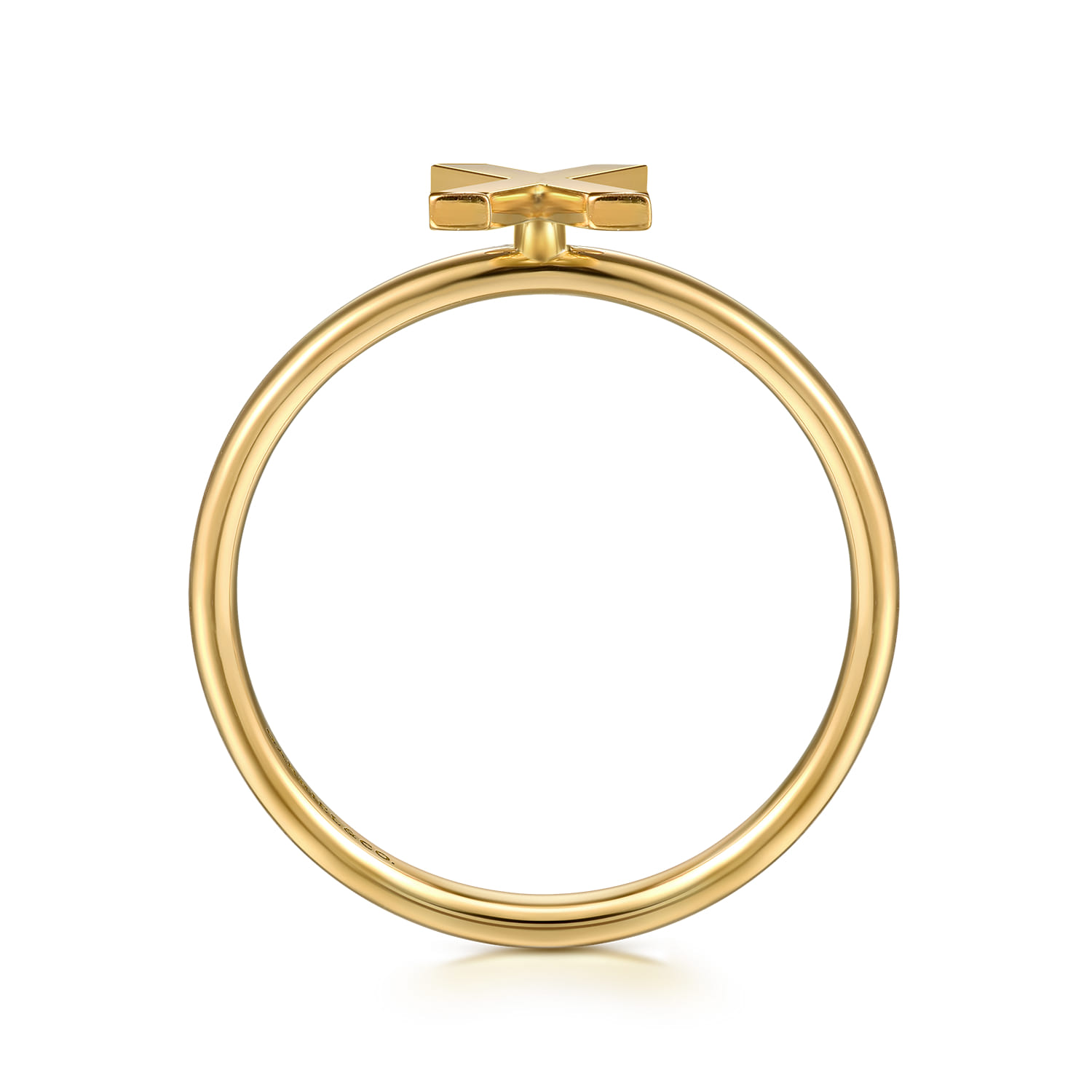 14K Yellow Gold Initial X Stackable Ring - Shot 2