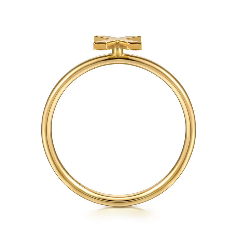 14K Yellow Gold Initial X Stackable Ring - Shot 2