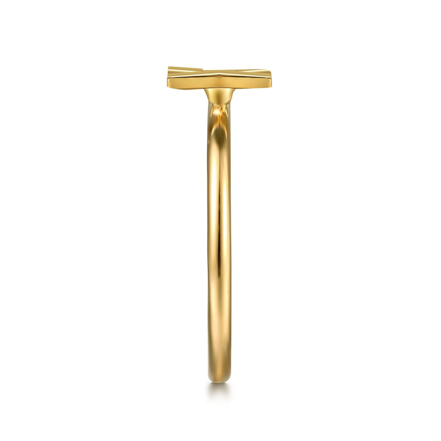 14K Yellow Gold Initial X Stackable Ring - Shot 4