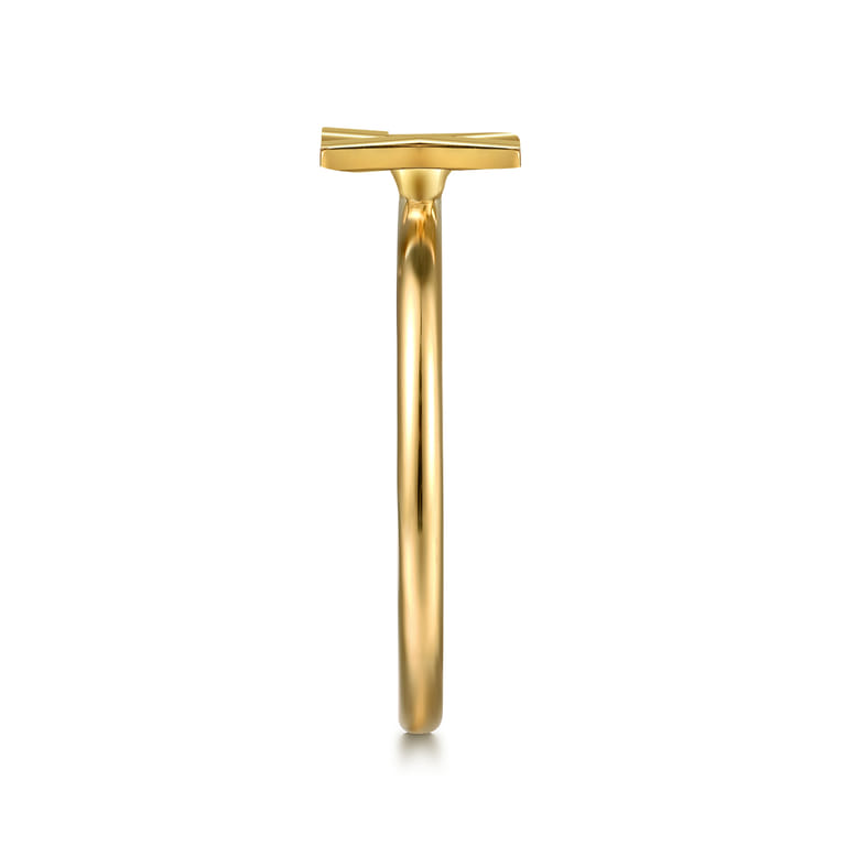 14K Yellow Gold Initial X Stackable Ring - Shot 4