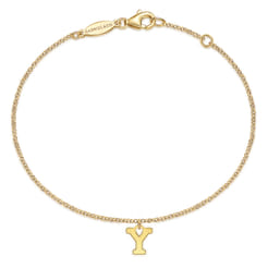 14K Yellow Gold Initial Y Bracelet