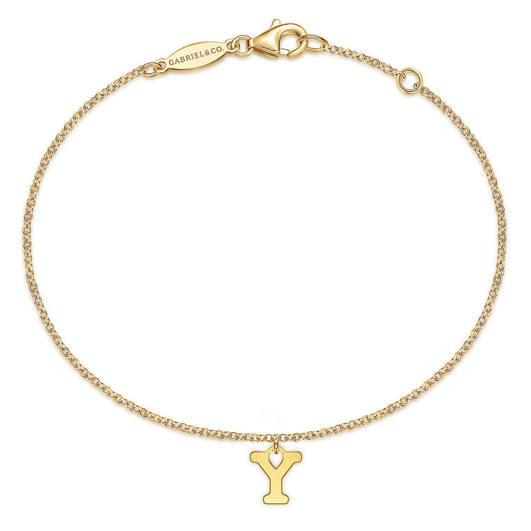 14K Yellow Gold Initial Y Bracelet - Shot 1