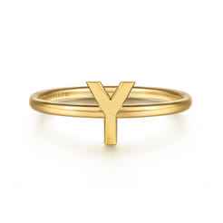 14K Yellow Gold Initial Y Stackable Ring