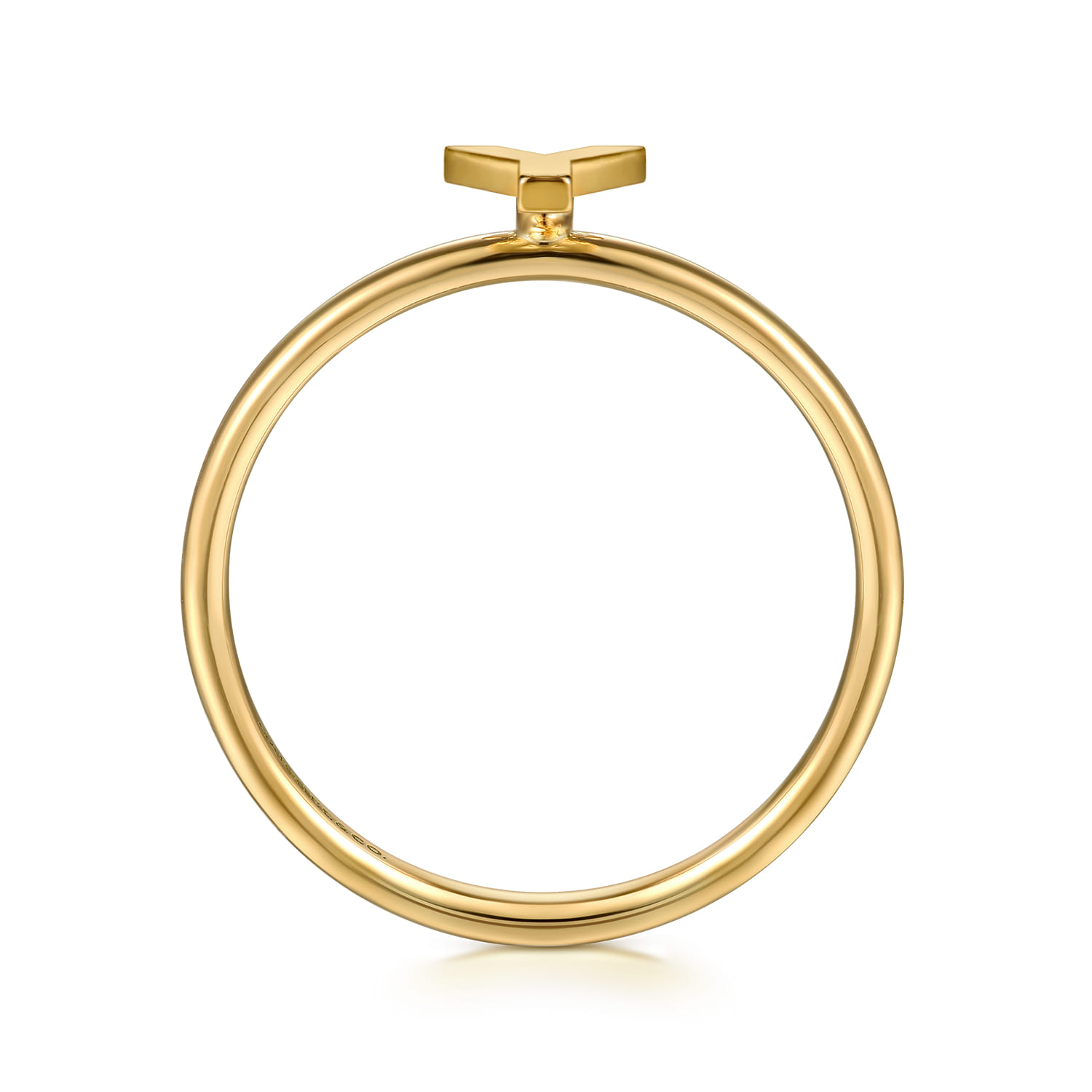 14K Yellow Gold Initial Y Stackable Ring - Shot 2