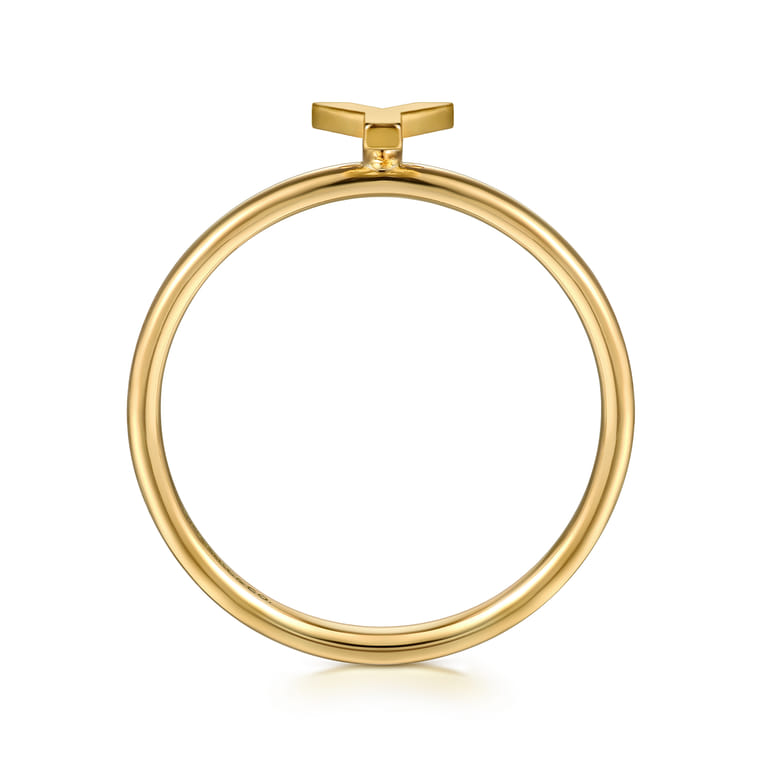 14K Yellow Gold Initial Y Stackable Ring - Shot 2