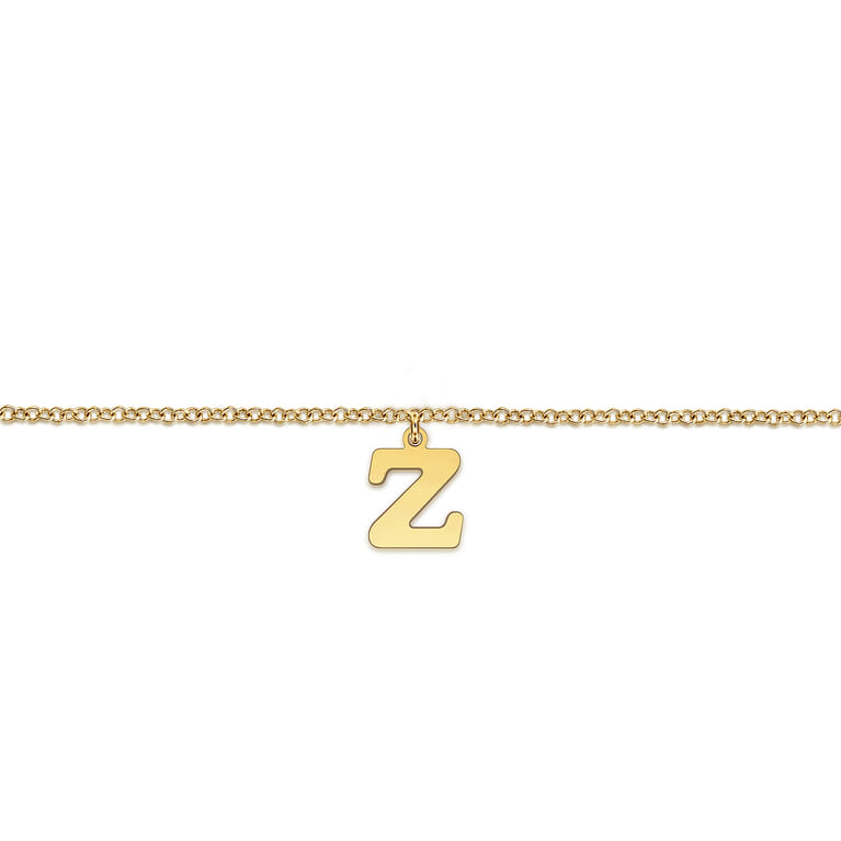 14K Yellow Gold Initial Z Bracelet - Shot 2
