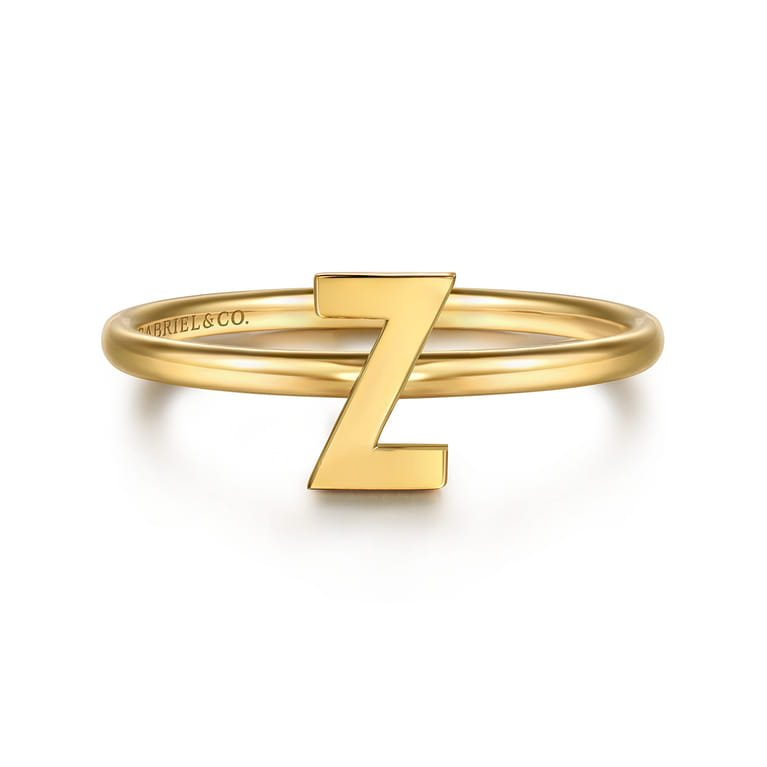 14K Yellow Gold Initial Z Stackable Ring - Shot 1