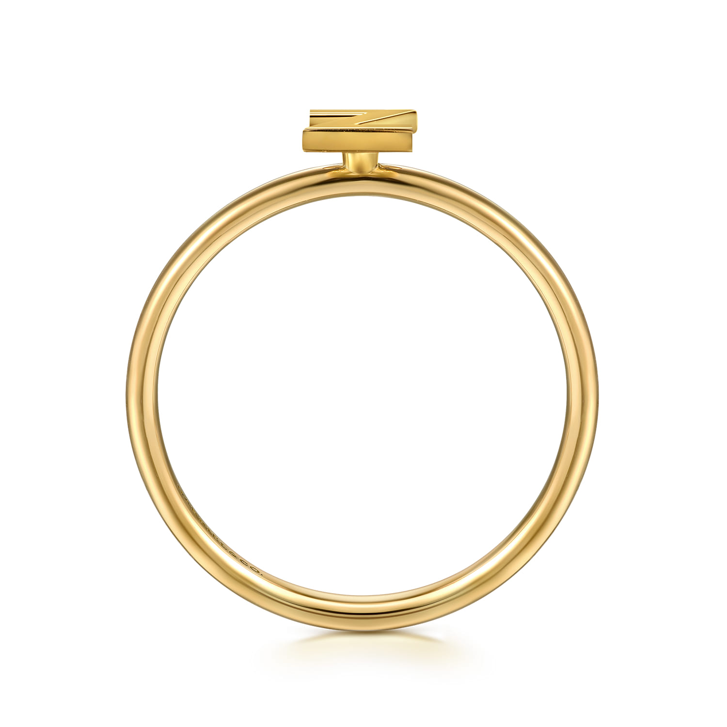 14K Yellow Gold Initial Z Stackable Ring - Shot 2