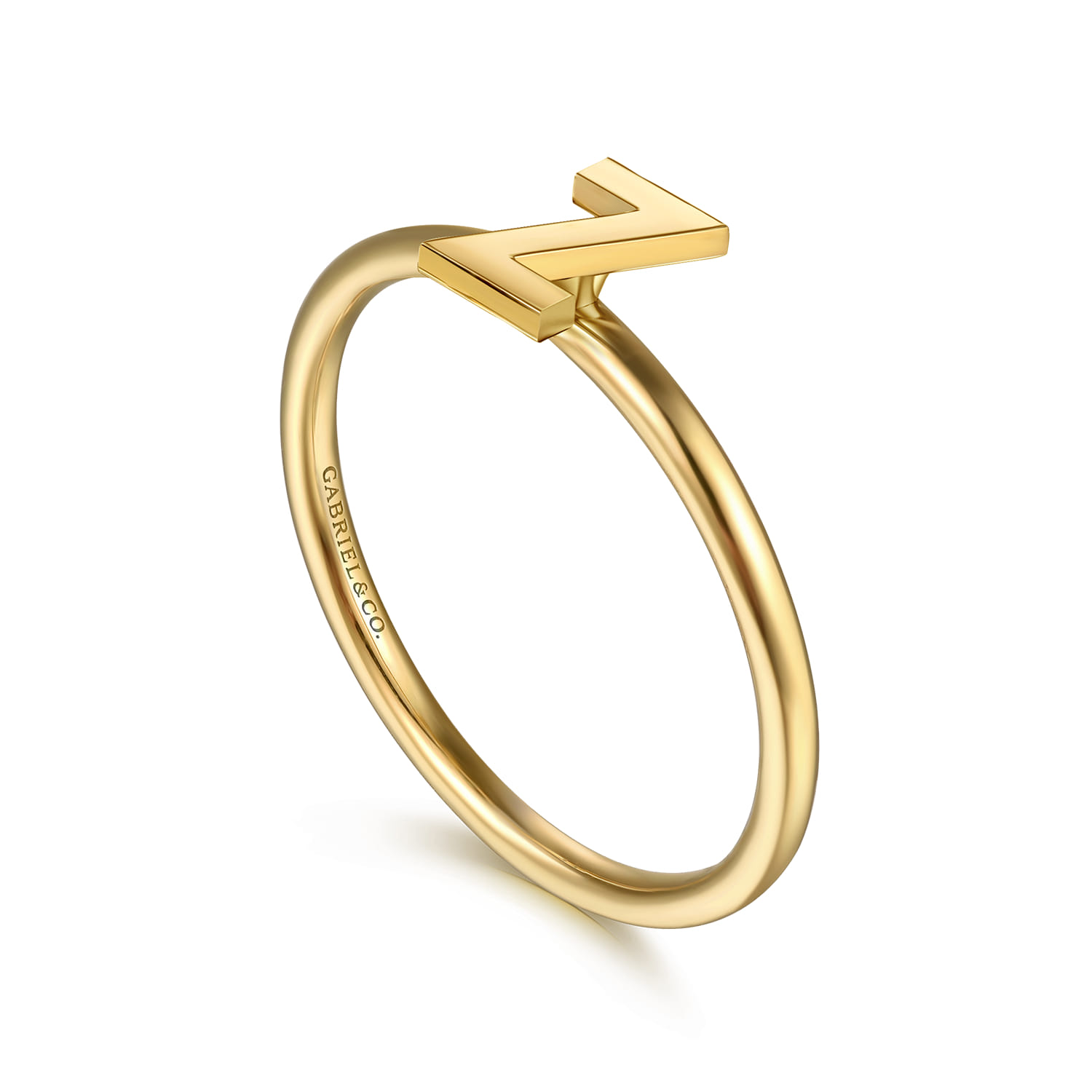 14K Yellow Gold Initial Z Stackable Ring - Shot 3
