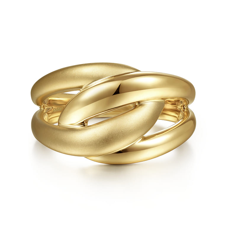 14K Yellow Gold Intersecting Links Ring - Shot 1