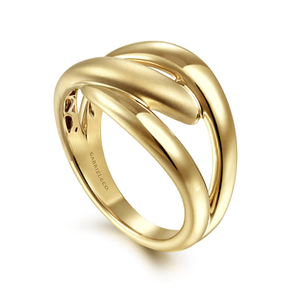 14K Yellow Gold Intersecting Links Ring