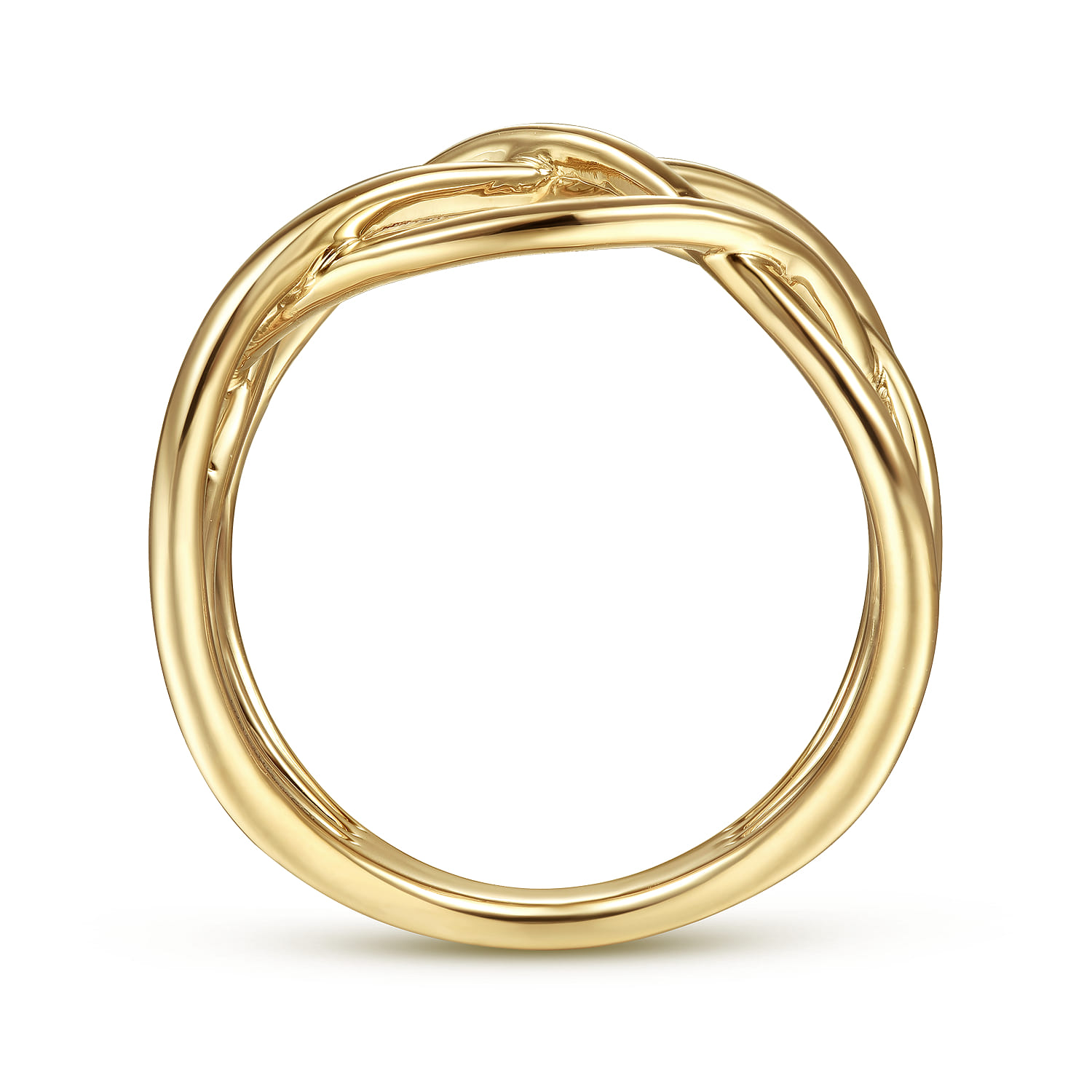 14K Yellow Gold Intersecting Plain Bands Ring - Shot 2
