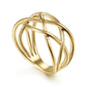 14K Yellow Gold Intersecting Plain Bands Ring