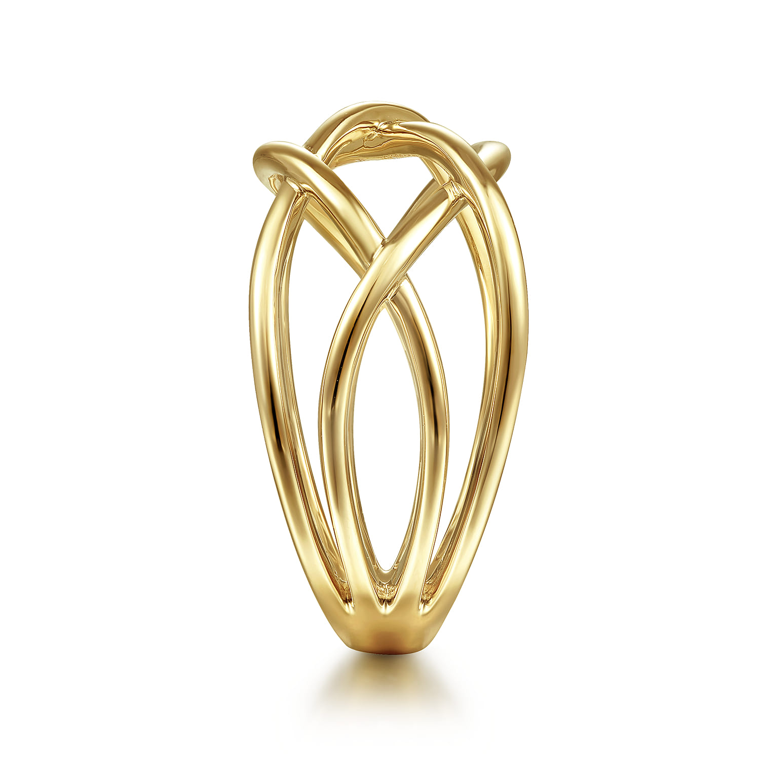 14K Yellow Gold Intersecting Plain Bands Ring - Shot 4