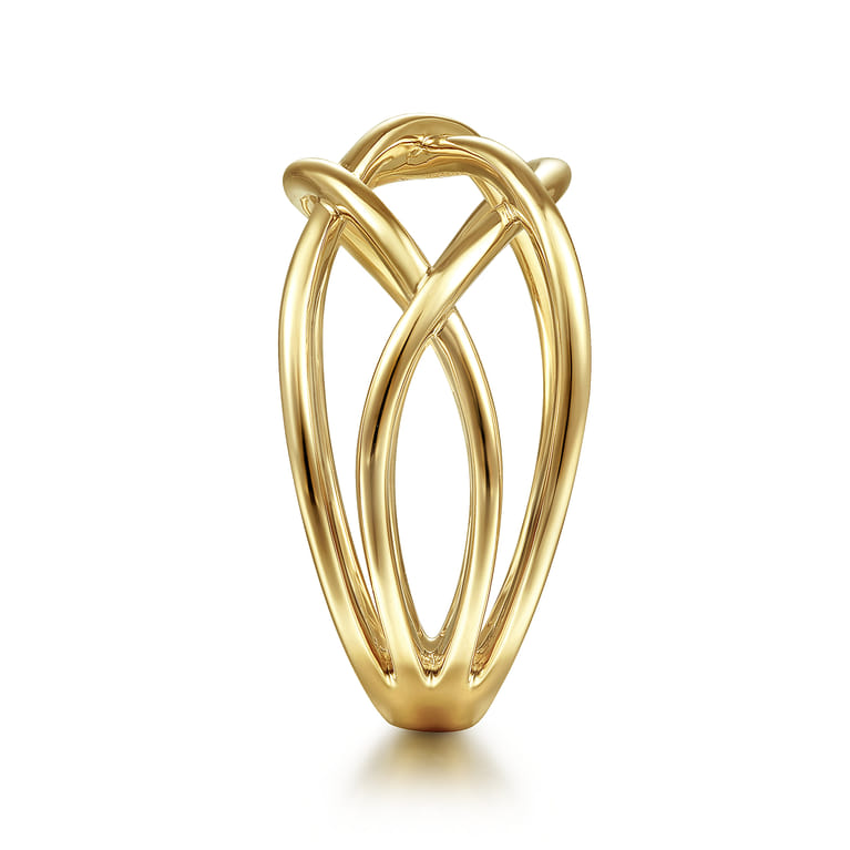 14K Yellow Gold Intersecting Plain Bands Ring - Shot 4