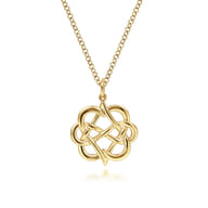 14K Yellow Gold Interwoven Floral Pendant Necklace