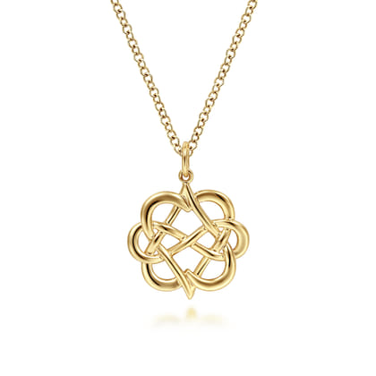 14K Yellow Gold Interwoven Floral Pendant Necklace