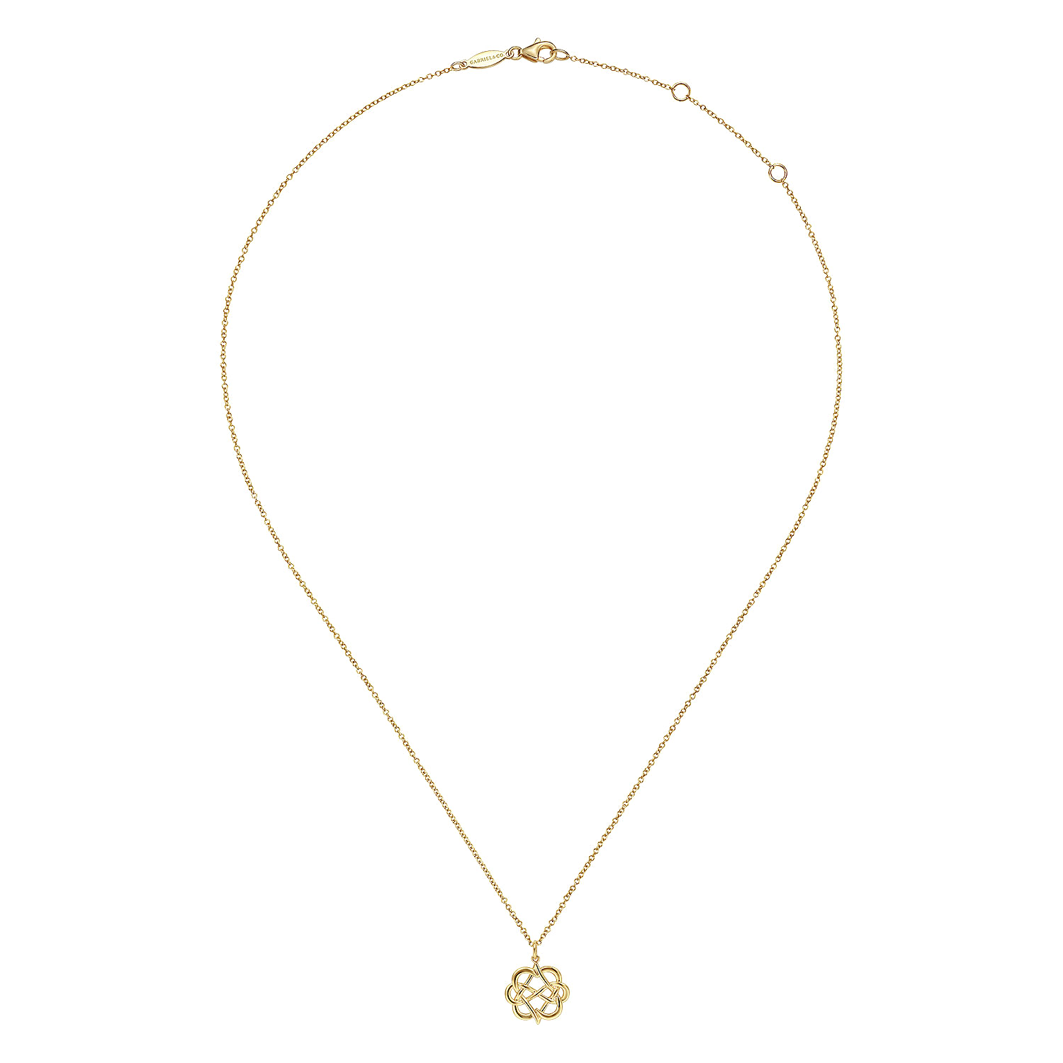 14K Yellow Gold Interwoven Floral Pendant Necklace