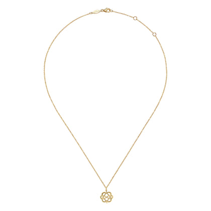 14K Yellow Gold Interwoven Floral Pendant Necklace