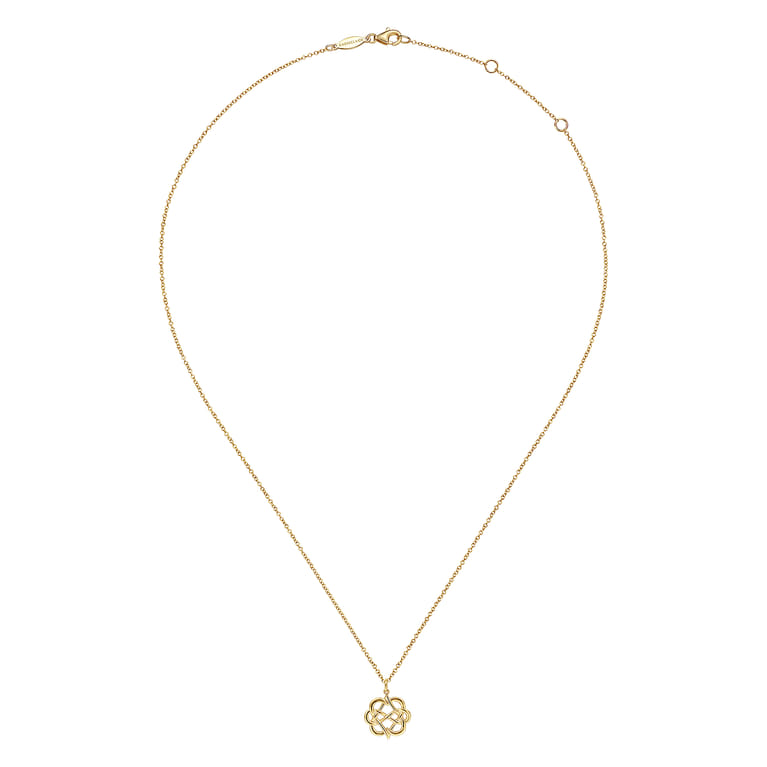 14K Yellow Gold Interwoven Floral Pendant Necklace - Shot 2