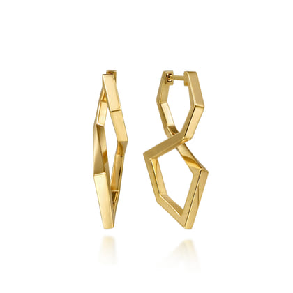 14K Yellow Gold Intricate Hoop Earrings