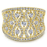 14K Yellow Gold Intricate Openwork Diamond Wide Band Ring