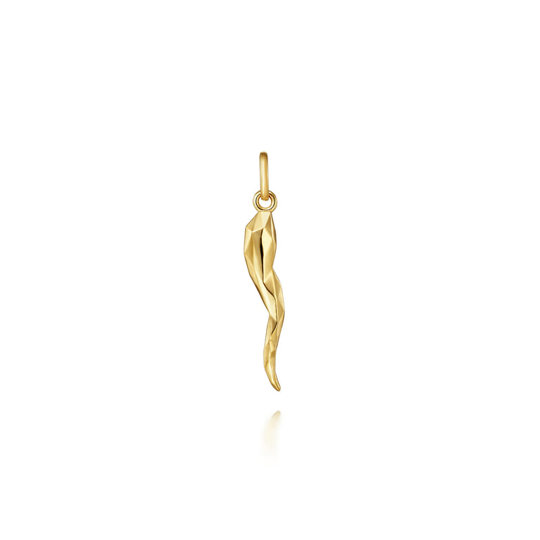 14K Yellow Gold Italian Horn Pendant - Shot 1