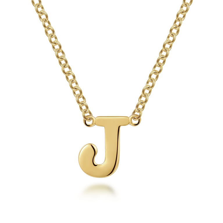 14K Yellow Gold J Initial Necklace - Shot 1