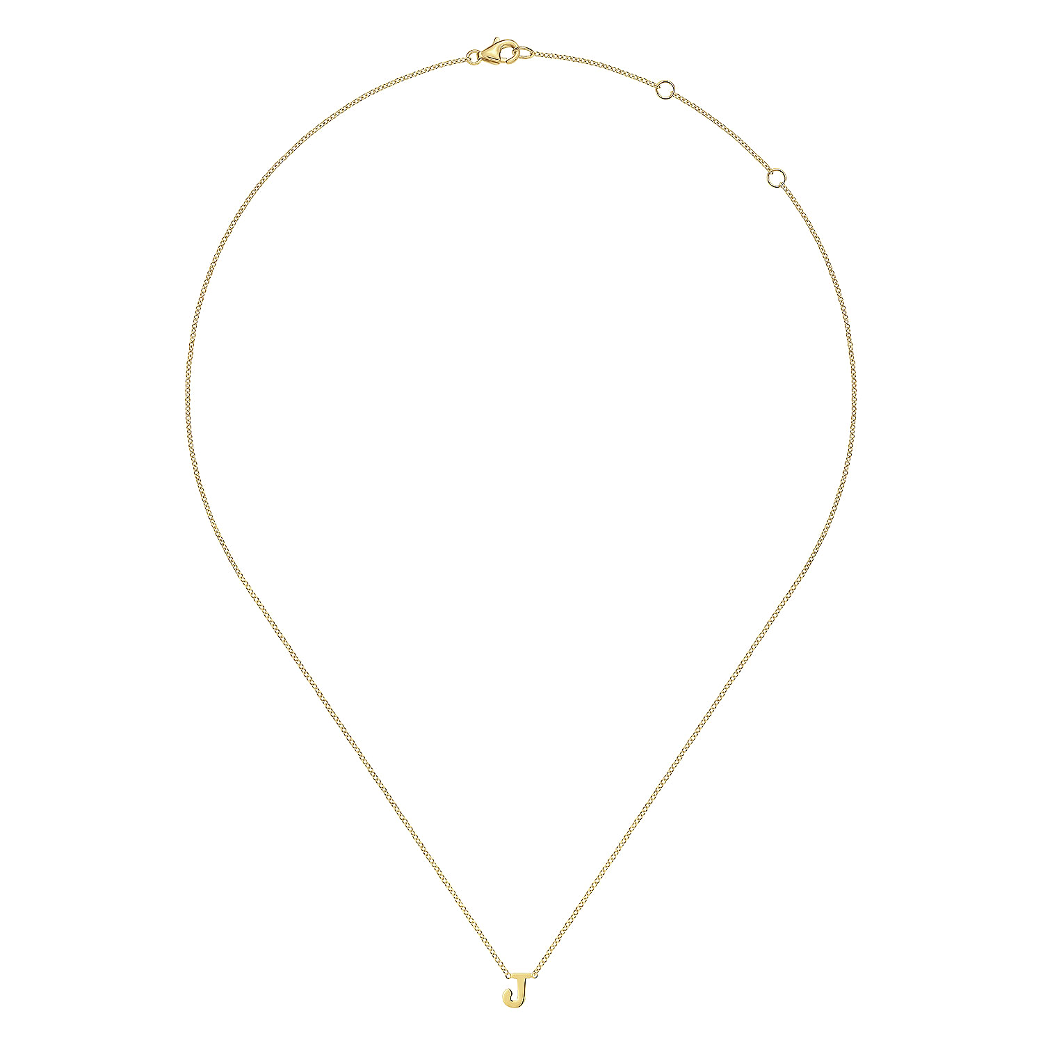 14K Yellow Gold J Initial Necklace - Shot 2