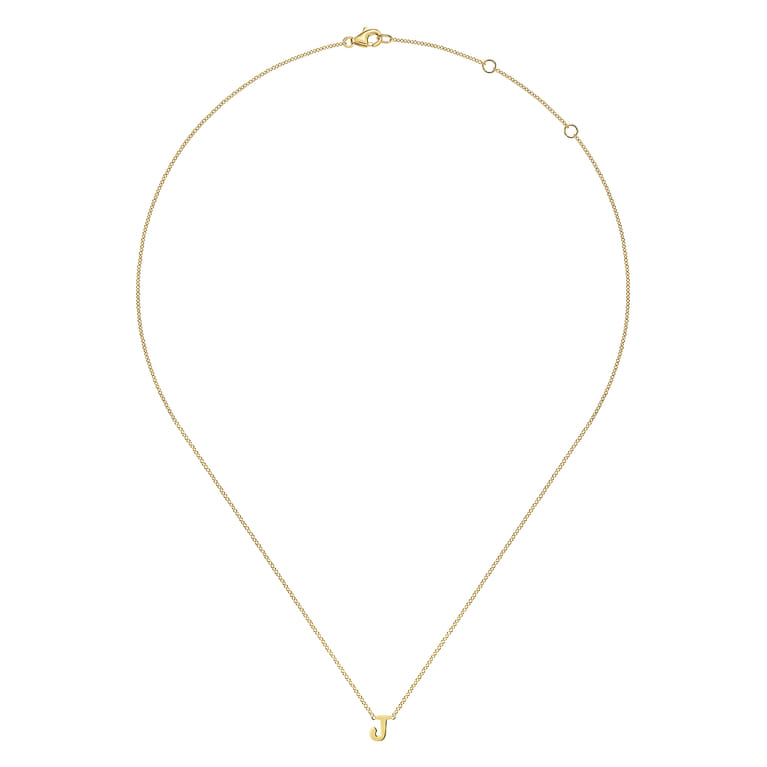 14K Yellow Gold J Initial Necklace - Shot 2