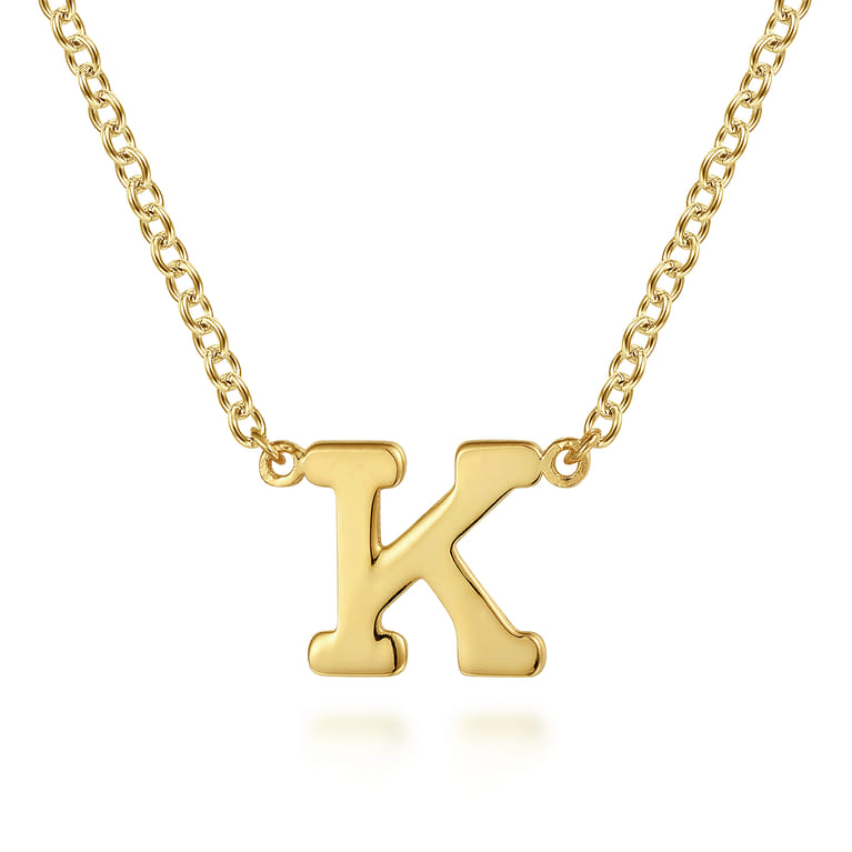 14K Yellow Gold K Initial Necklace - Shot 1