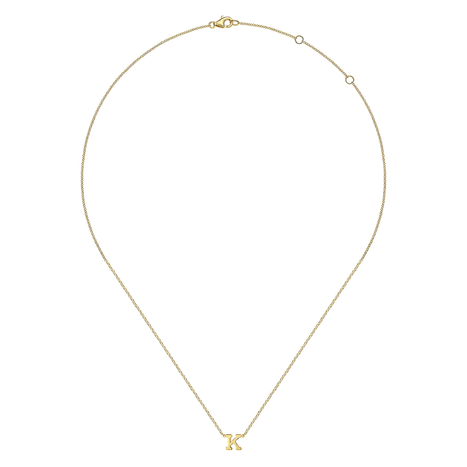 14K Yellow Gold K Initial Necklace - Shot 2